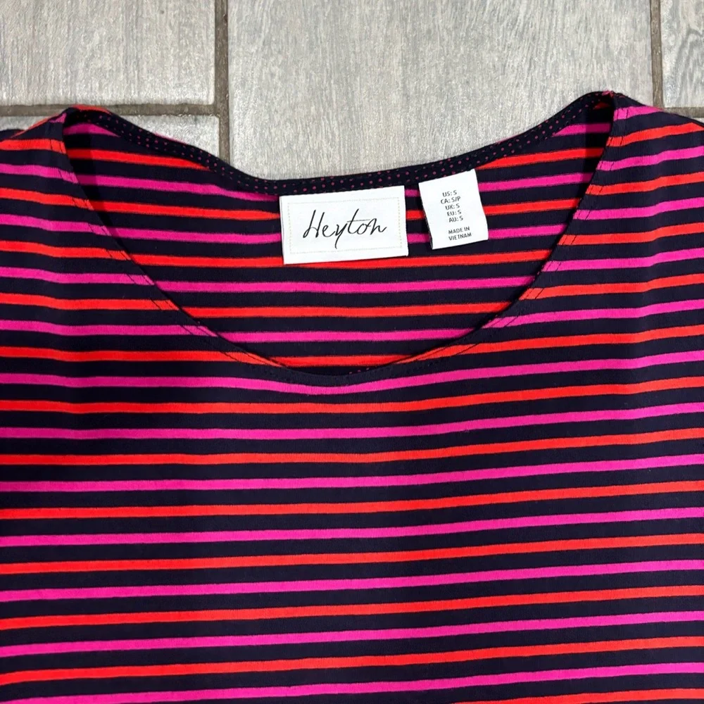 Heyton Striped Stretch Dress With Ruffle Sleeves Size Medium - Picture 4 of 9
